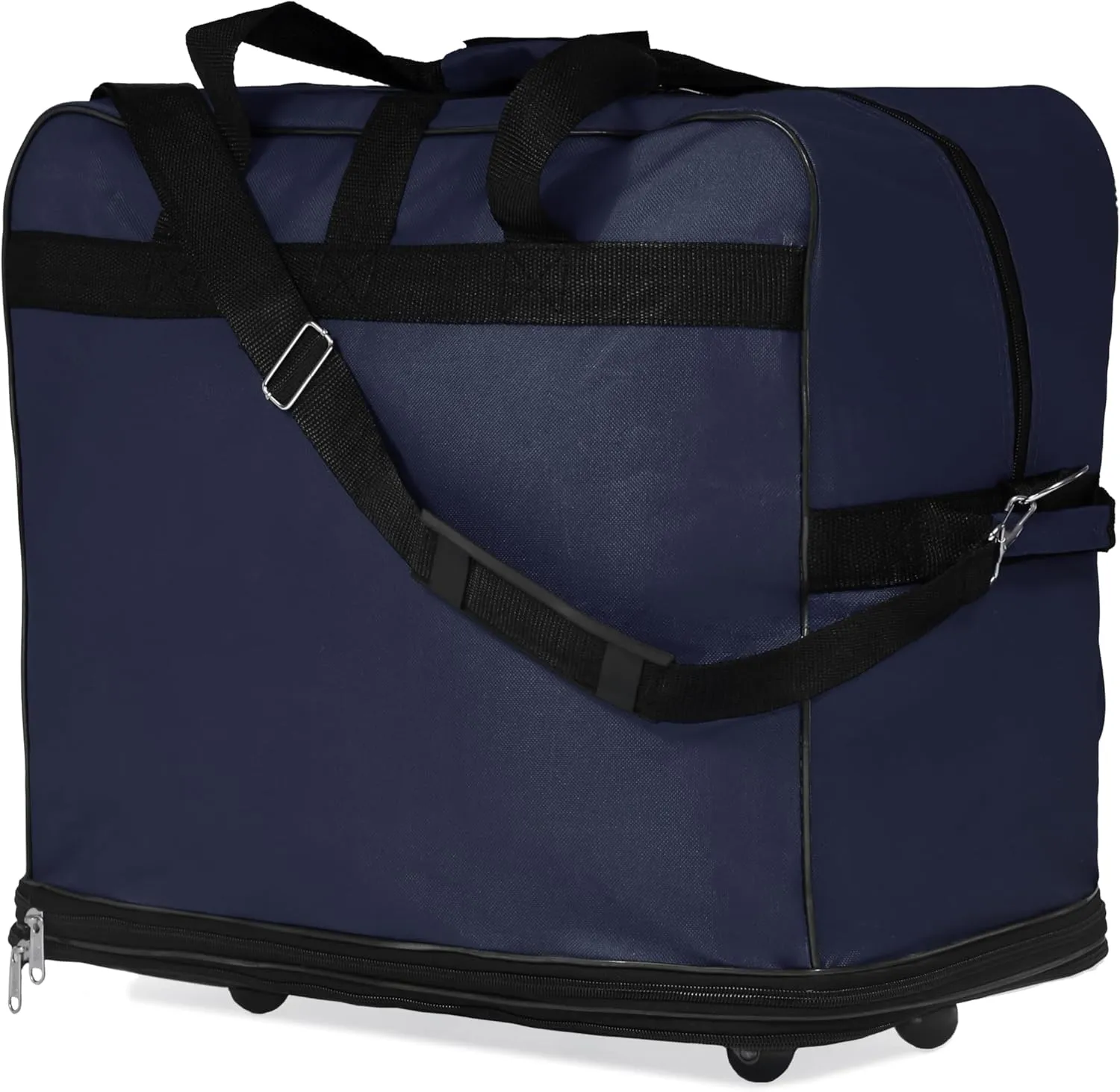 Pack of 2 30"""" Duffle Bag Expandable Rolling Lightweight Wheeled Spinner Suitcase Luggage for Travel and Storage (Navy Blue)']"Actual size: ['30-inch'] matches with predicted size:
