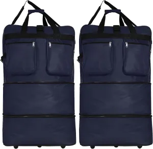 Pack of 2 30"""" Duffle Bag Expandable Rolling Lightweight Wheeled Spinner Suitcase Luggage for Travel and Storage (Navy Blue)']"Actual size: ['30-inch'] matches with predicted size: