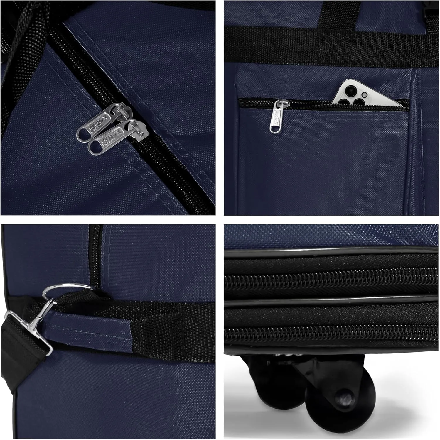 Pack of 2 30"""" Duffle Bag Expandable Rolling Lightweight Wheeled Spinner Suitcase Luggage for Travel and Storage (Navy Blue)']"Actual size: ['30-inch'] matches with predicted size: