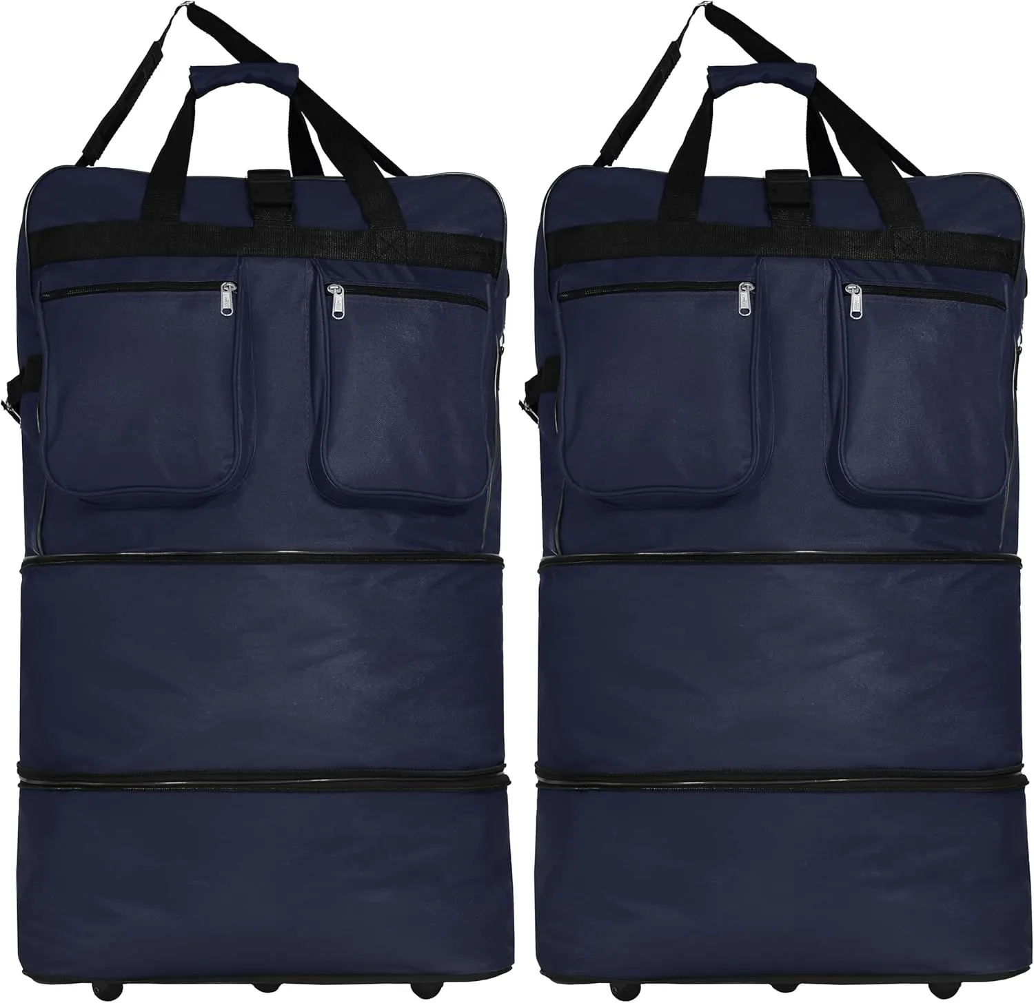 Pack of 2 30"""" Duffle Bag Expandable Rolling Lightweight Wheeled Spinner Suitcase Luggage for Travel and Storage (Navy Blue)']"Actual size: ['30-inch'] matches with predicted size: