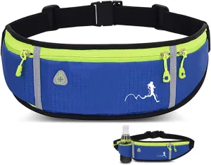 Peicees Fanny Pack for Men Women Bottle Holder Bag Waterproof Running Pouch Belt Waist Pack for Gym Travel, Adjustable Reflective Phone Holder for iPhone 13 12 11 Pro Max Samsung Galaxy S20 S10