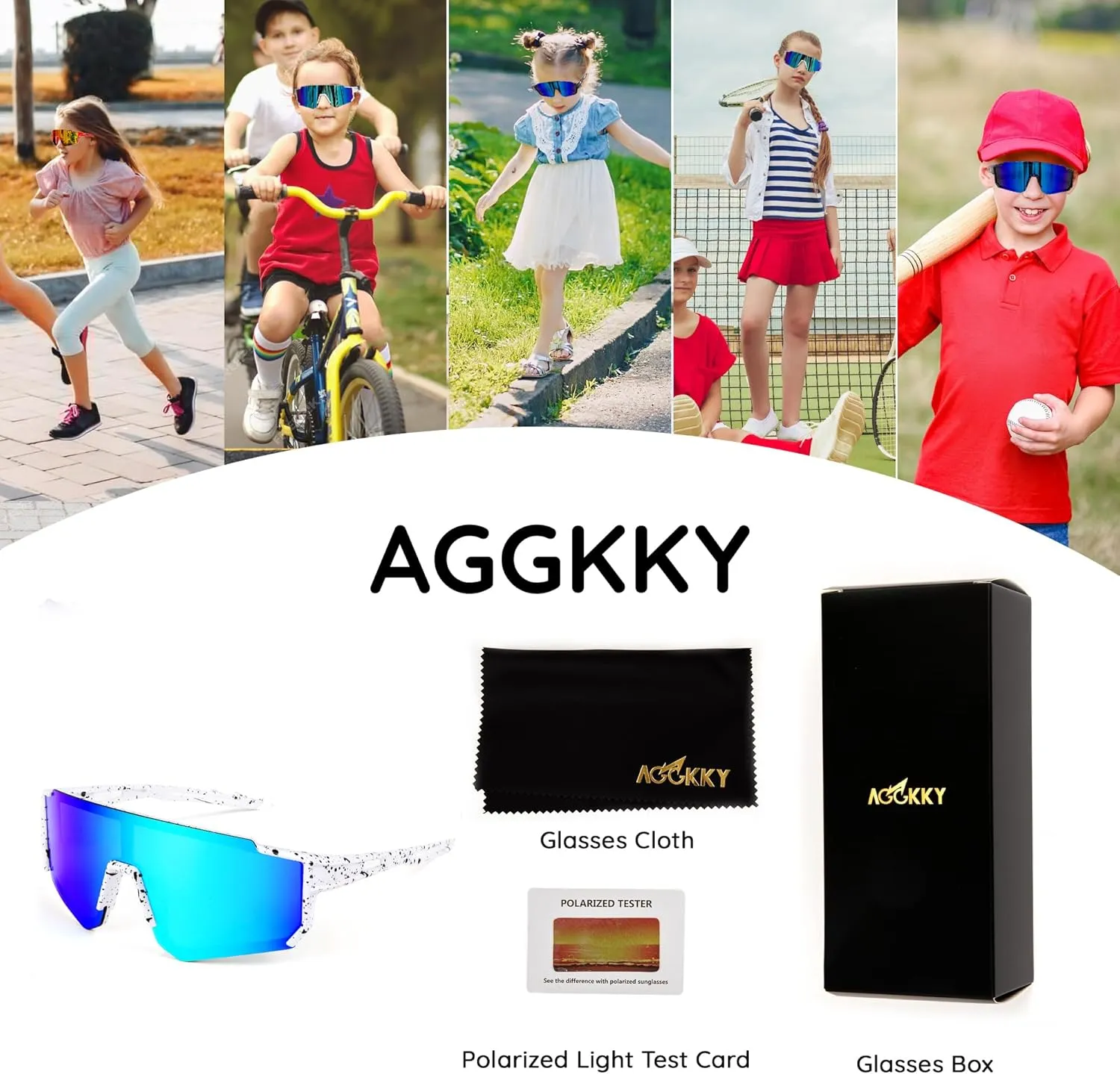 Polarized Kids Sunglasses, Youth Baseball Sunglasses for Boys Girls, Cycling Sun Glasses UV400 for Kids Ages 8-14
