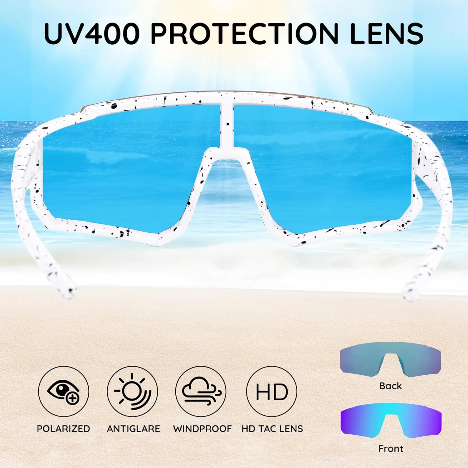 Polarized Kids Sunglasses, Youth Baseball Sunglasses for Boys Girls, Cycling Sun Glasses UV400 for Kids Ages 8-14