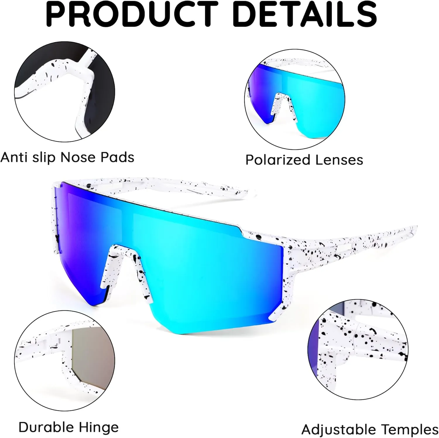 Polarized Kids Sunglasses, Youth Baseball Sunglasses for Boys Girls, Cycling Sun Glasses UV400 for Kids Ages 8-14