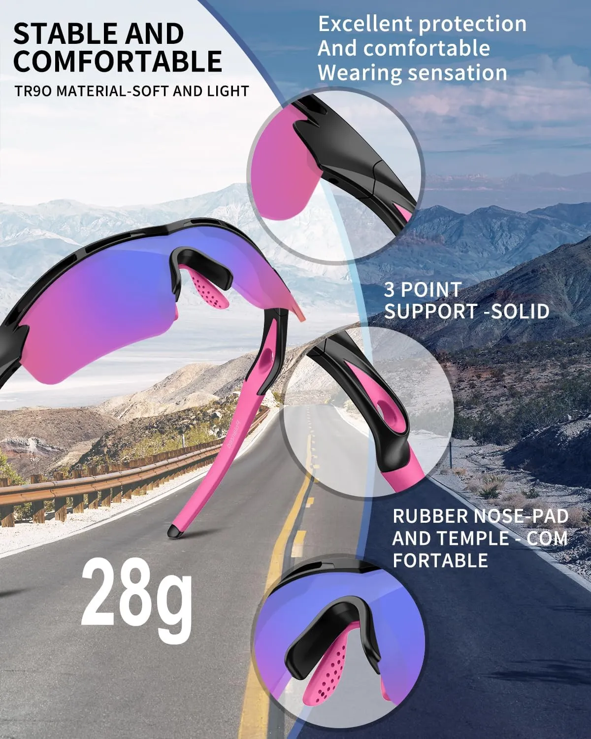 Polarized Sports Sunglasses for Men Women Youth Baseball Cycling Running Driving Fishing Tennis Golf Motor TAC UV400 TR90