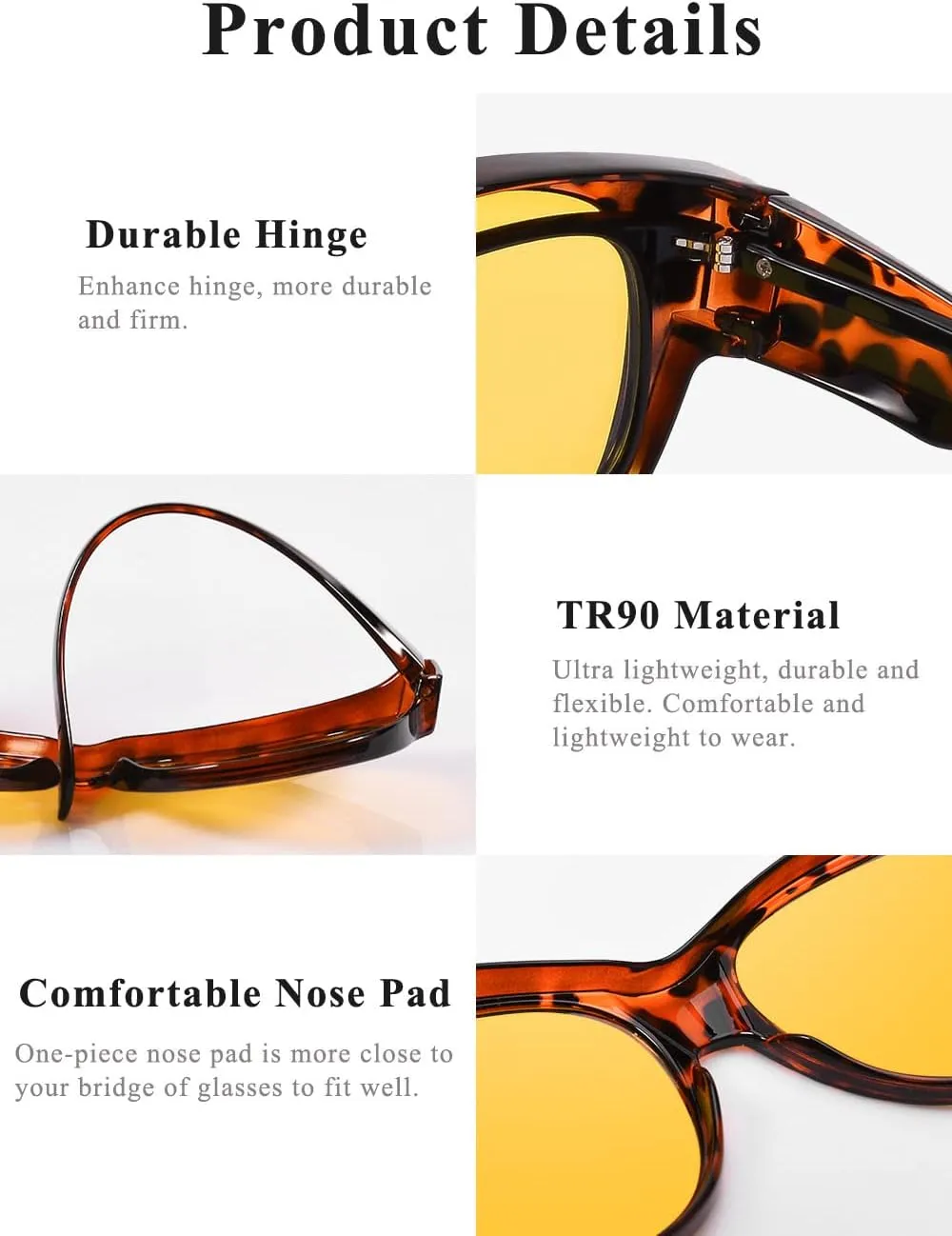 Polarized Sunglasses Fit Over Glasses Over Glasses Trendy Round Cat Eye and HD Wrap-around Sunglasses