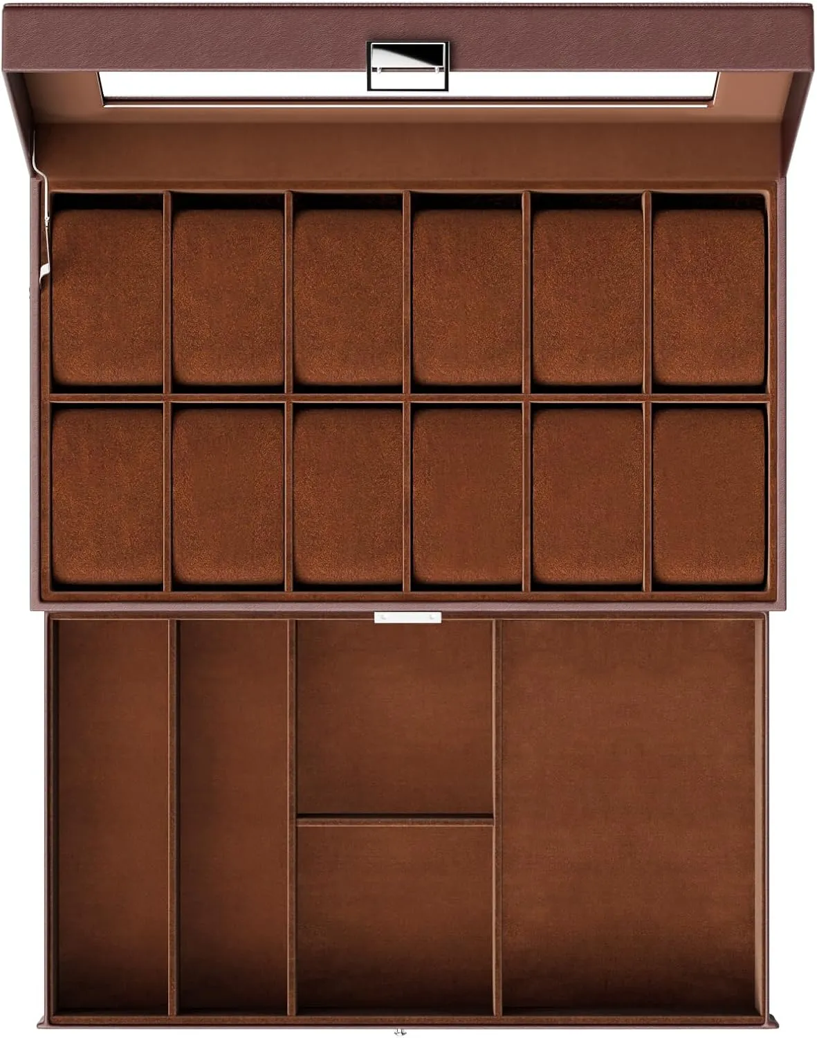 ProCase Watch Box for Men, 12 Slot Mens Watch Case With Drawer, Watch Display Case With Glass Lid, 2-Layer Watch Holder Organizer, Jewelry and Watch Storage for Men Women -12Slot, Espresso