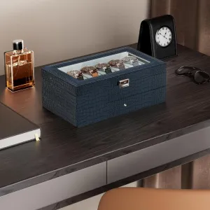 ProCase Watch Box for Men, 12 Slot Mens Watch Case With Drawer, Watch Display Case With Glass Lid, 2-Layer Watch Holder Organizer, Jewelry and Watch Storage for Men Women -12Slot, MidnightGreen