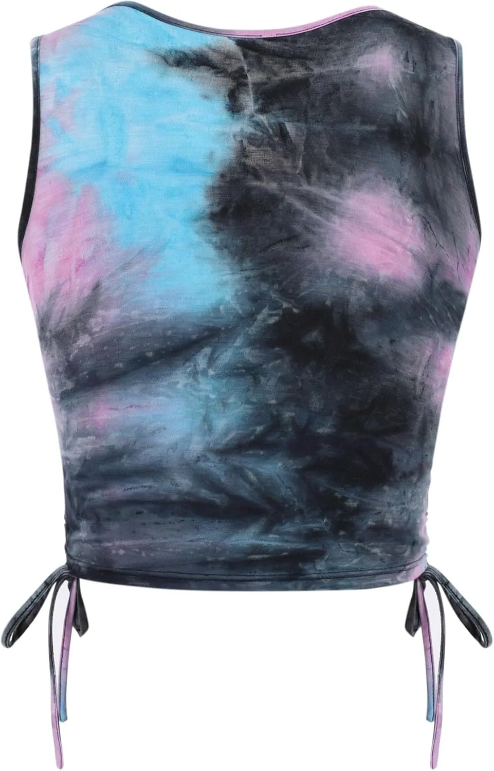 Remidoo Women's Casual Drawstring Graphic Cropped Tank Top Ruched Sleeveless Top Shirt
