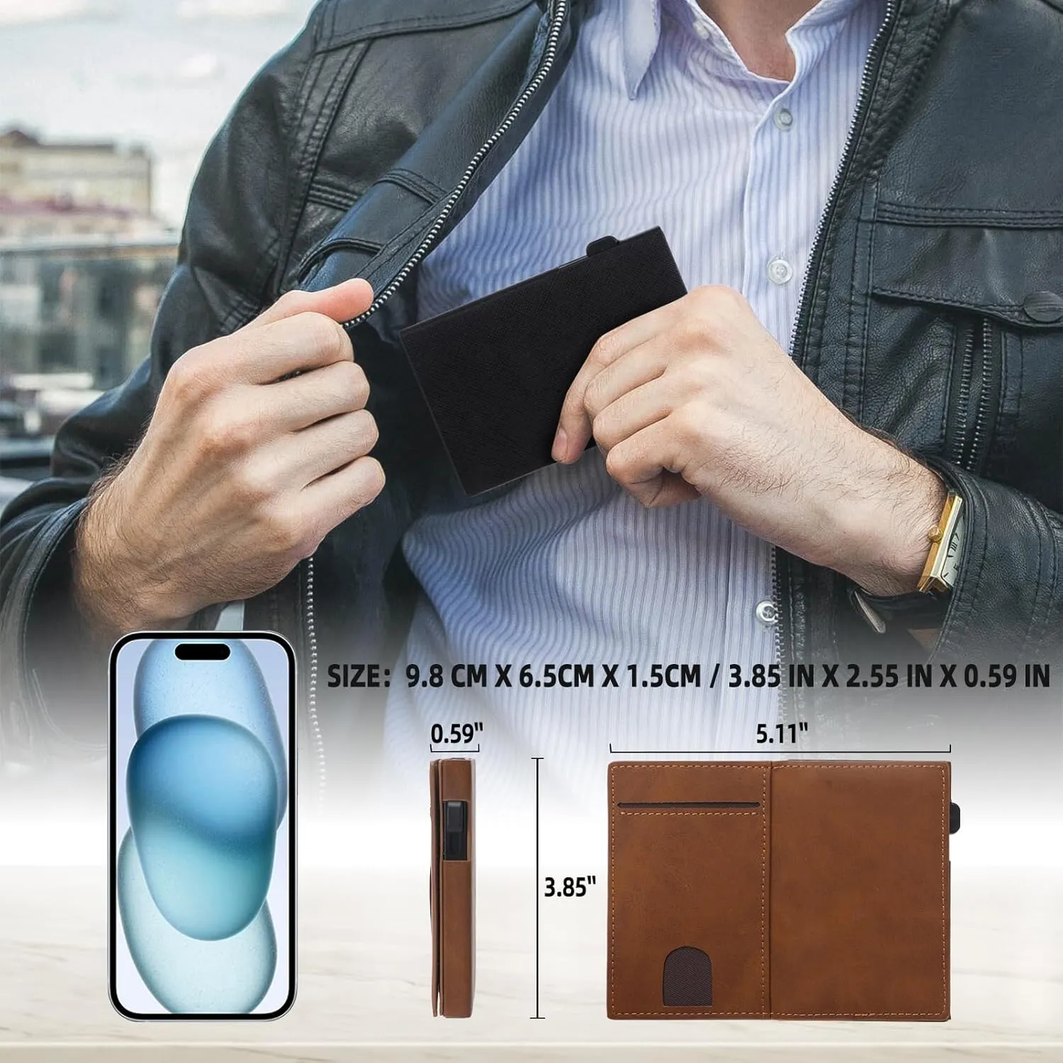 Rfid Mens Wallet, Slim Cards Holder for Men, Credit Card Case Money Clip