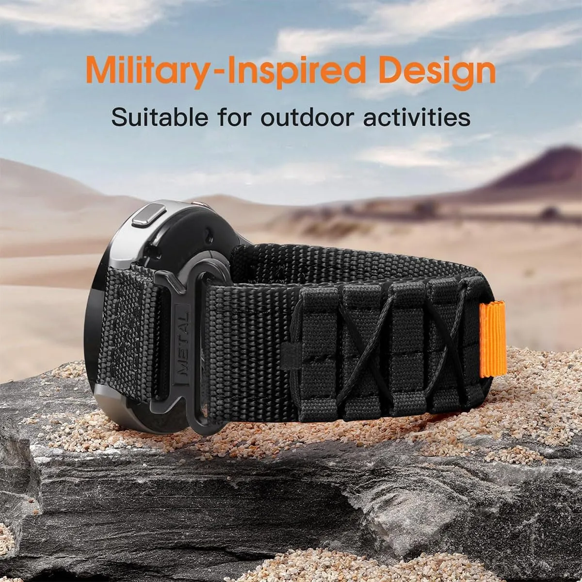 Rugged Nylon Sport Watch Band 20mm 22mm Quick Release Watch Strap Mountaineering Style Replacement Watch Strap 5 Colors (Black/Army Green/Navy blue/Grey/Orange) for Men Big Wrist