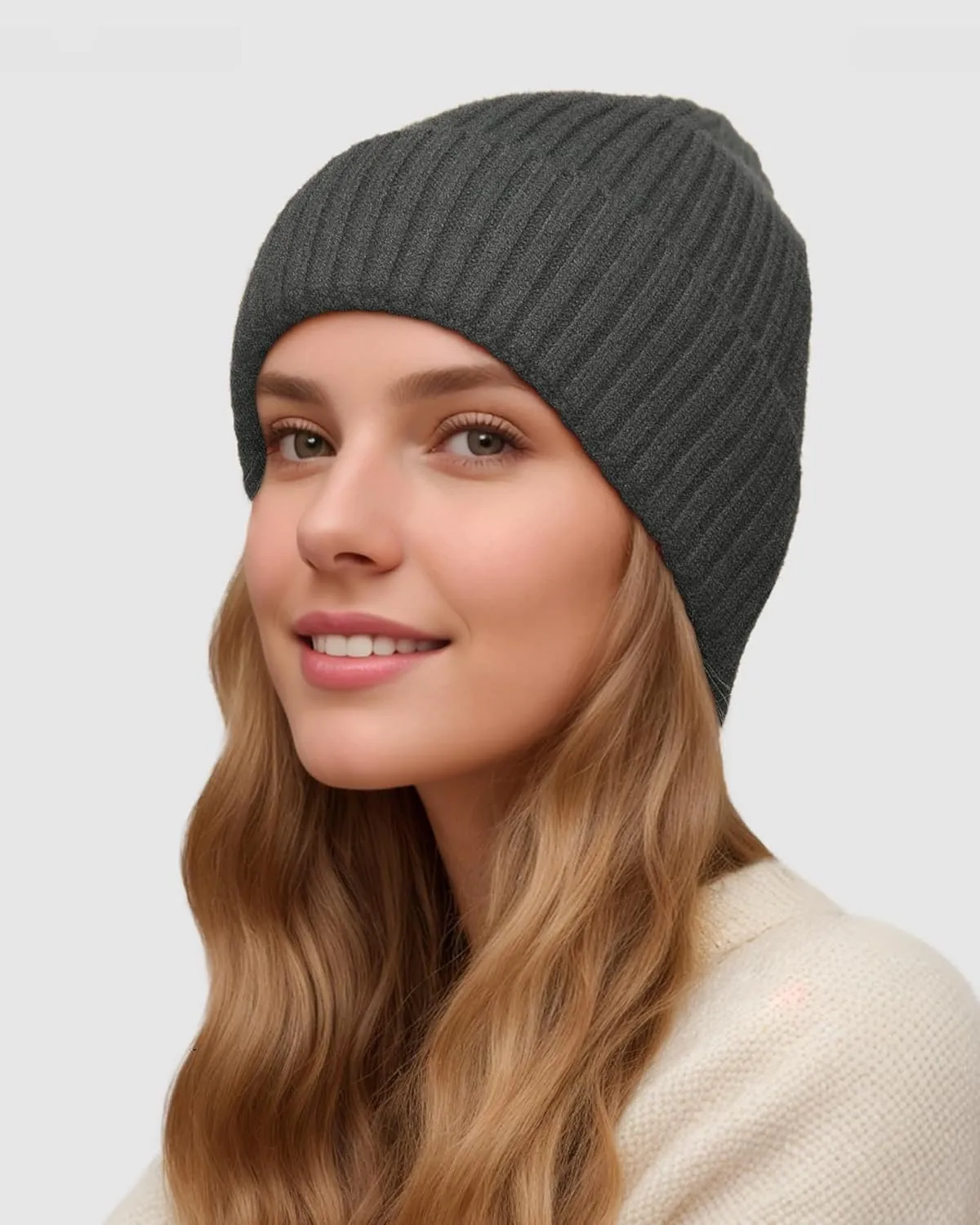 Satin Lined Beanie for Women Men, Womens Silk Lined Beanies, Wool Knit Cuffed Warm Winter Hats Skull Cap