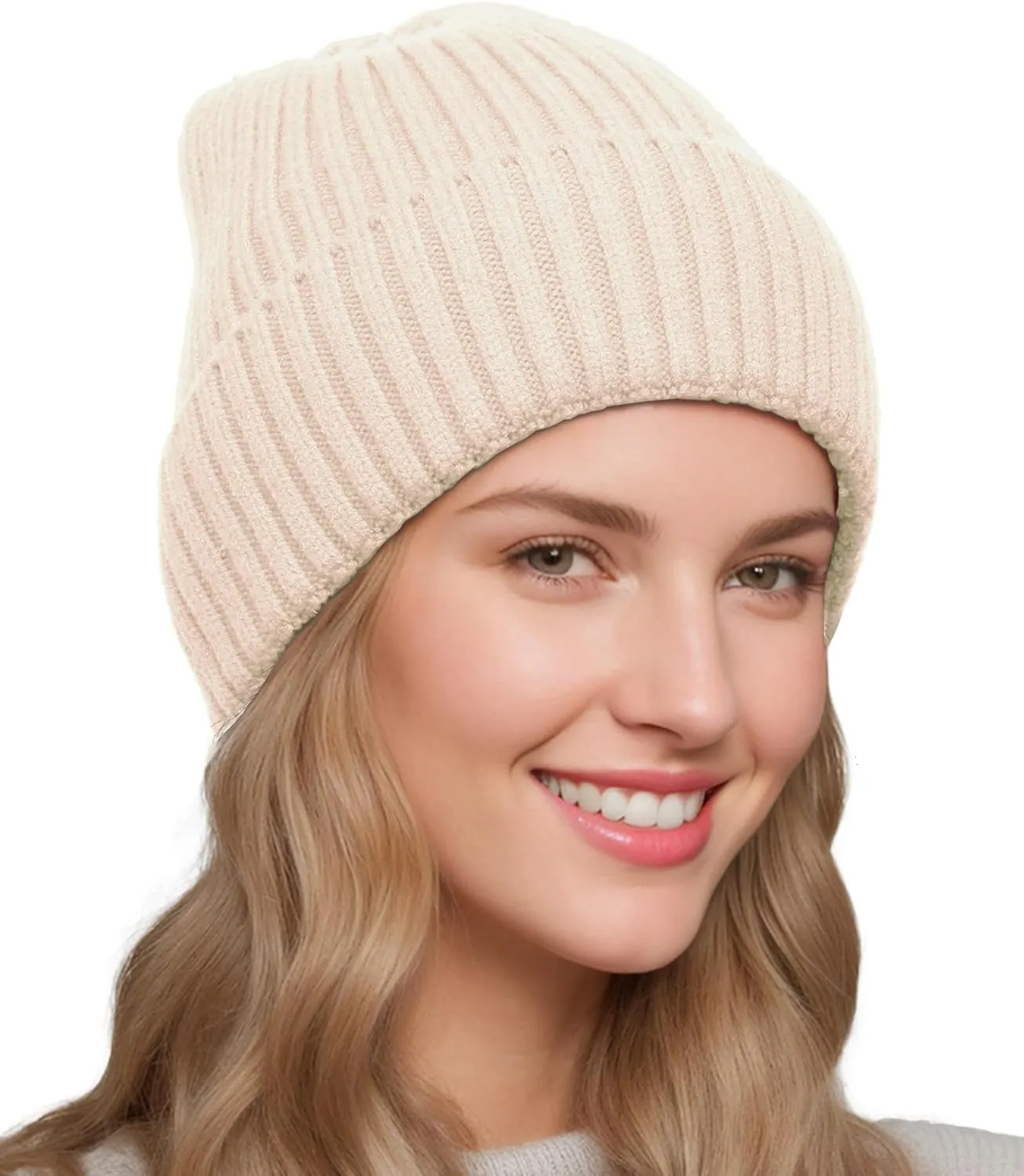 Satin Lined Beanie for Women Men, Womens Silk Lined Beanies, Wool Knit Cuffed Warm Winter Hats Skull Cap