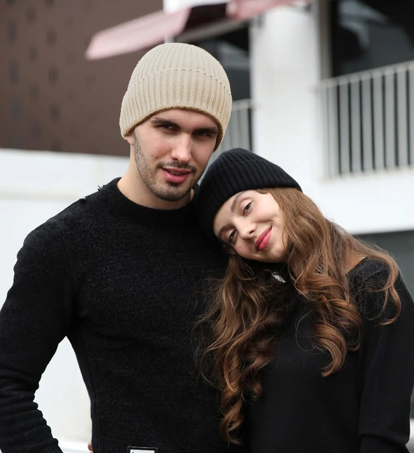 Satin Lined Beanie for Women Men, Womens Silk Lined Beanies, Wool Knit Cuffed Warm Winter Hats Skull Cap