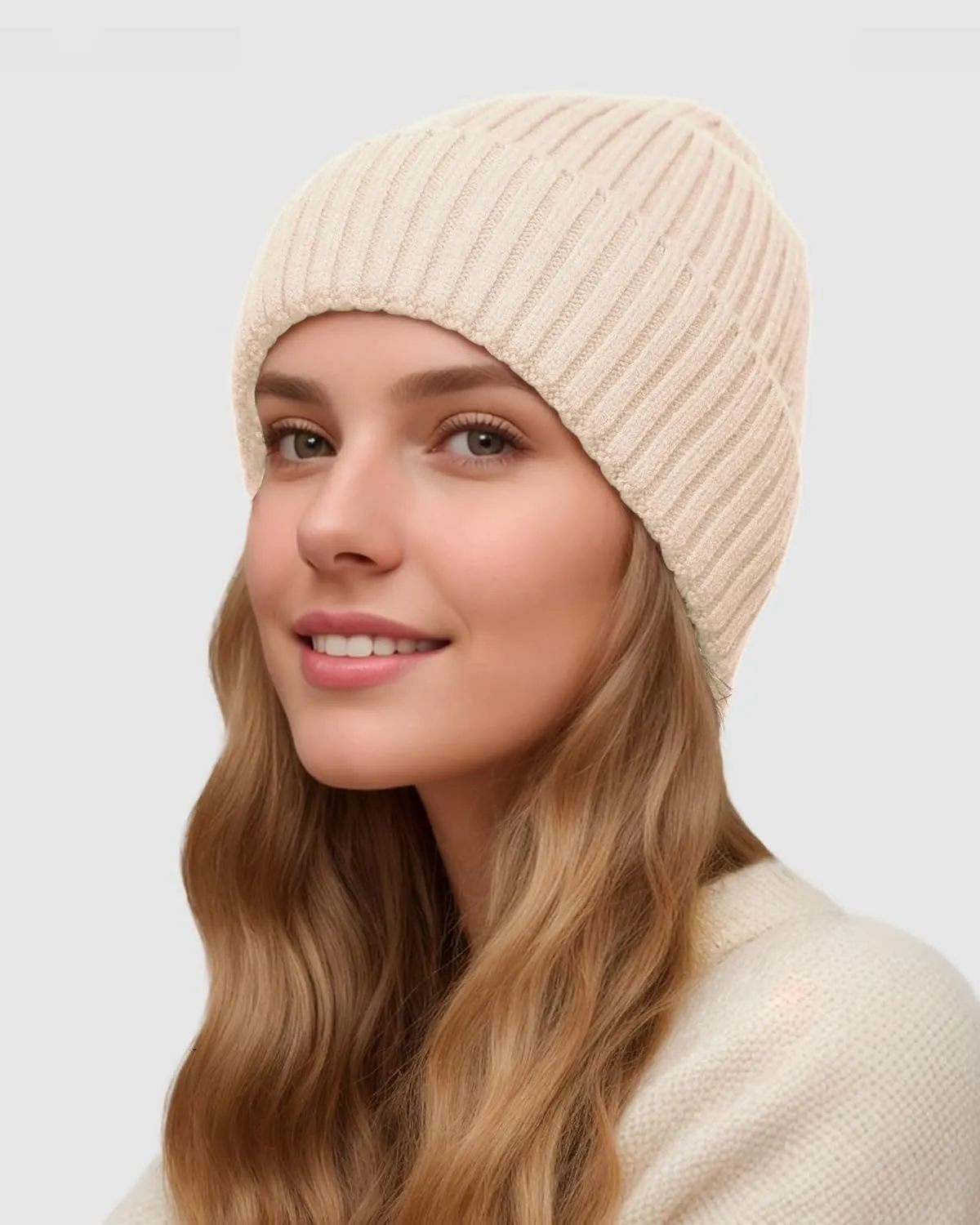 Satin Lined Beanie for Women Men, Womens Silk Lined Beanies, Wool Knit Cuffed Warm Winter Hats Skull Cap