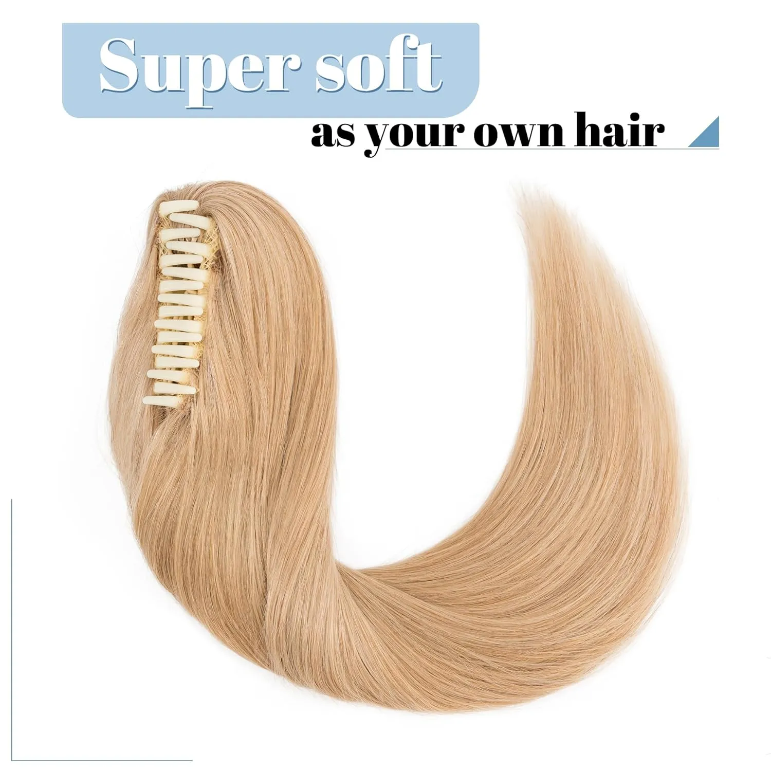 SEGO Claw Clip Ponytail Extension Human Hair Clip in Ponytail Hair Extensions Real Human Hair Pony Tails Hair Extensions Long Straight For Women -14 Inch 105g Dark Blonde