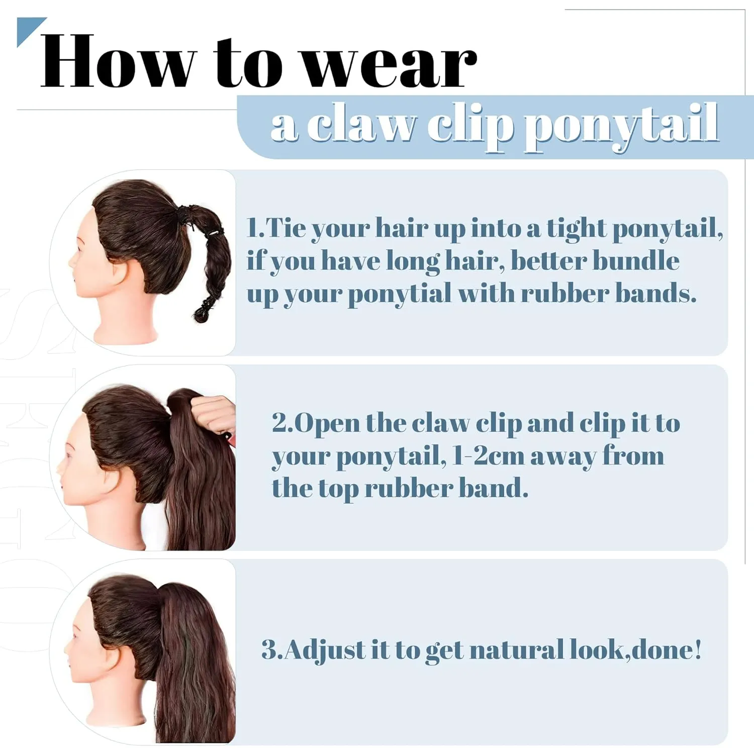 SEGO Claw Clip Ponytail Extension Human Hair Clip in Ponytail Hair Extensions Real Human Hair Pony Tails Hair Extensions Long Straight For Women 14 Inch Natural Black 105 Gram