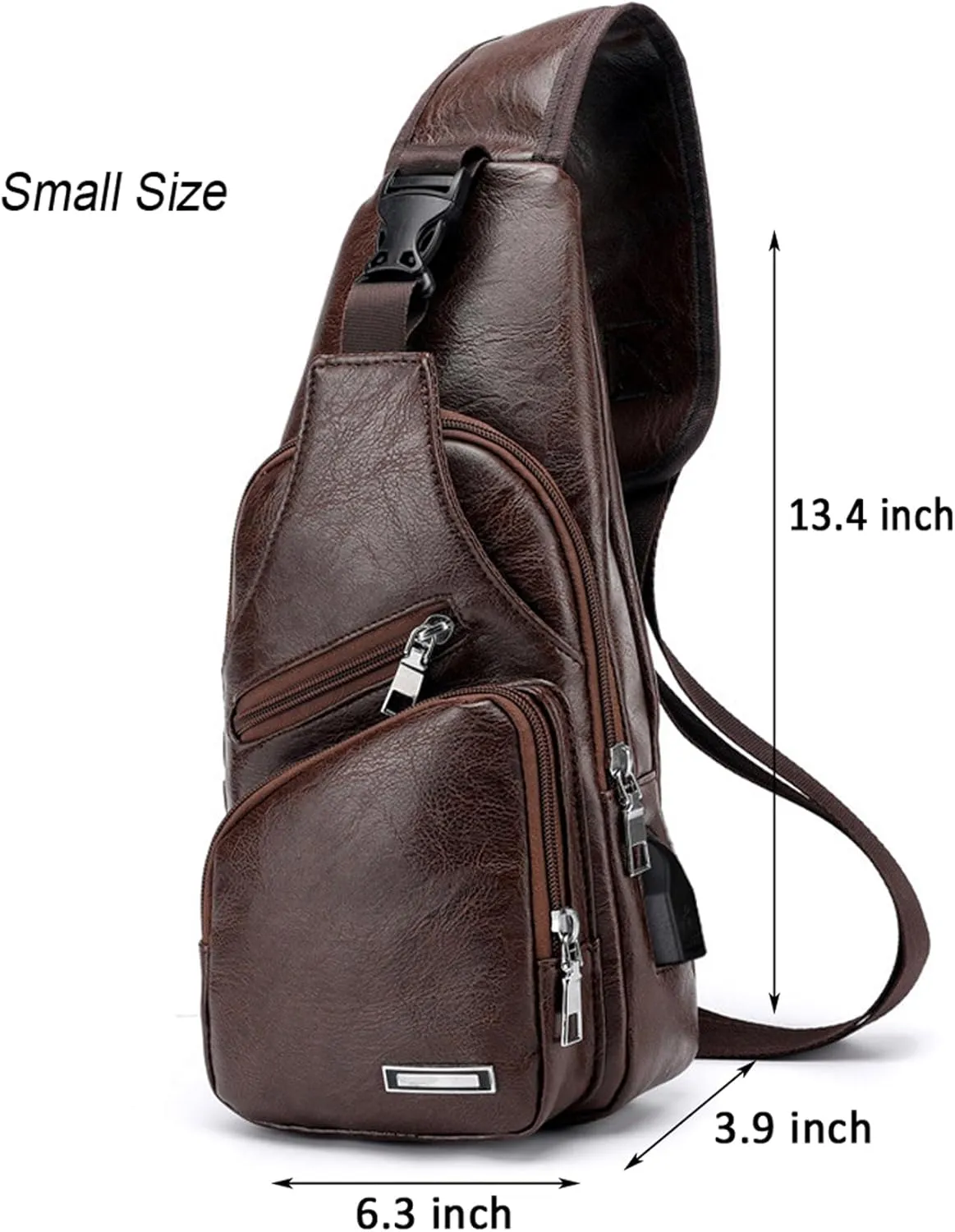 Seoky Rop Men's Sling Bag Small Chest Crossbody Shoulder Bag with USB Charging Port