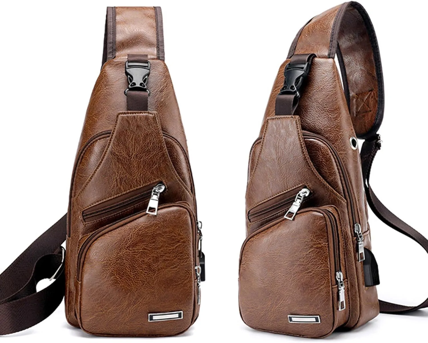Seoky Rop Men's Sling Bag Small Chest Crossbody Shoulder Bag with USB Charging Port