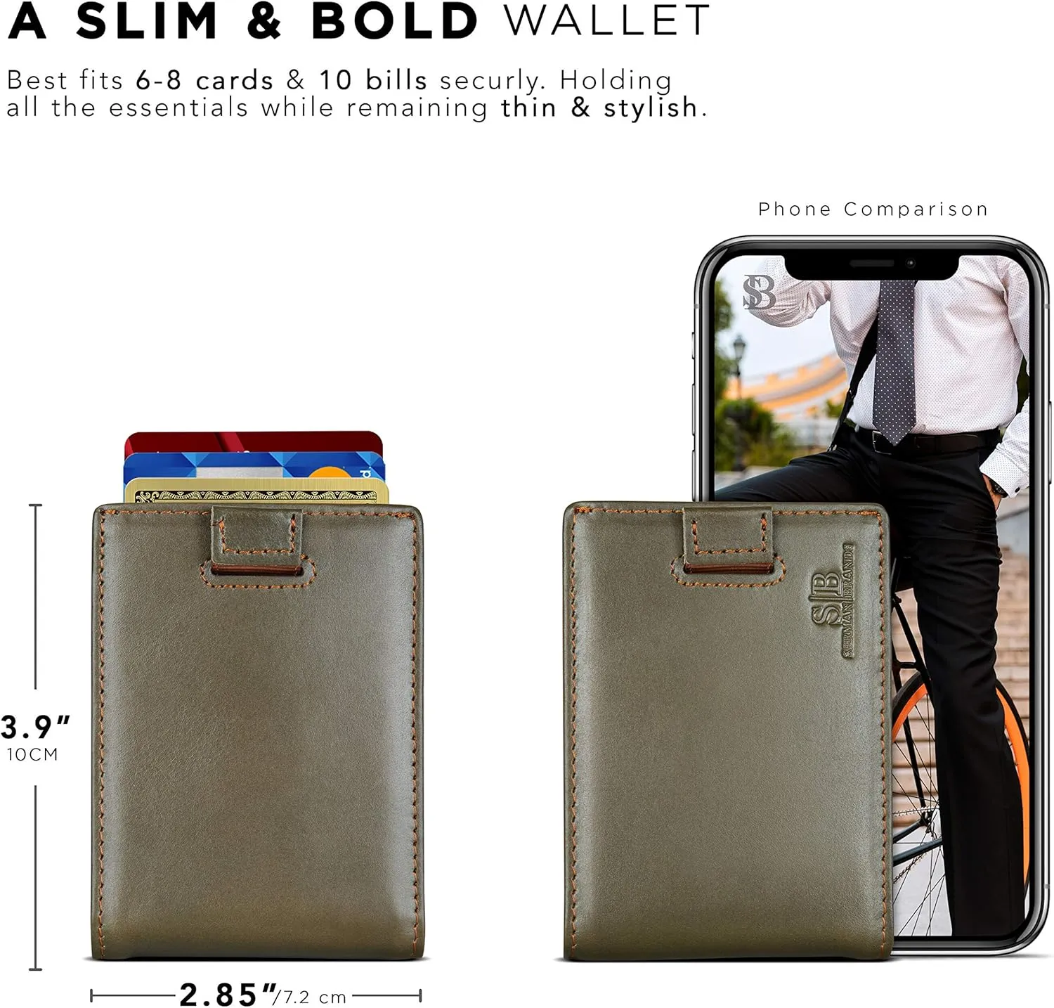 SERMAN BRANDS RFID Blocking Slim Money Clip Wallet  Leather Bifold Front Pocket Minimalist Mens Wallet with Money Clip for Men, Small Credit Card Holder Wallet - Travel Wallet with Gift Box