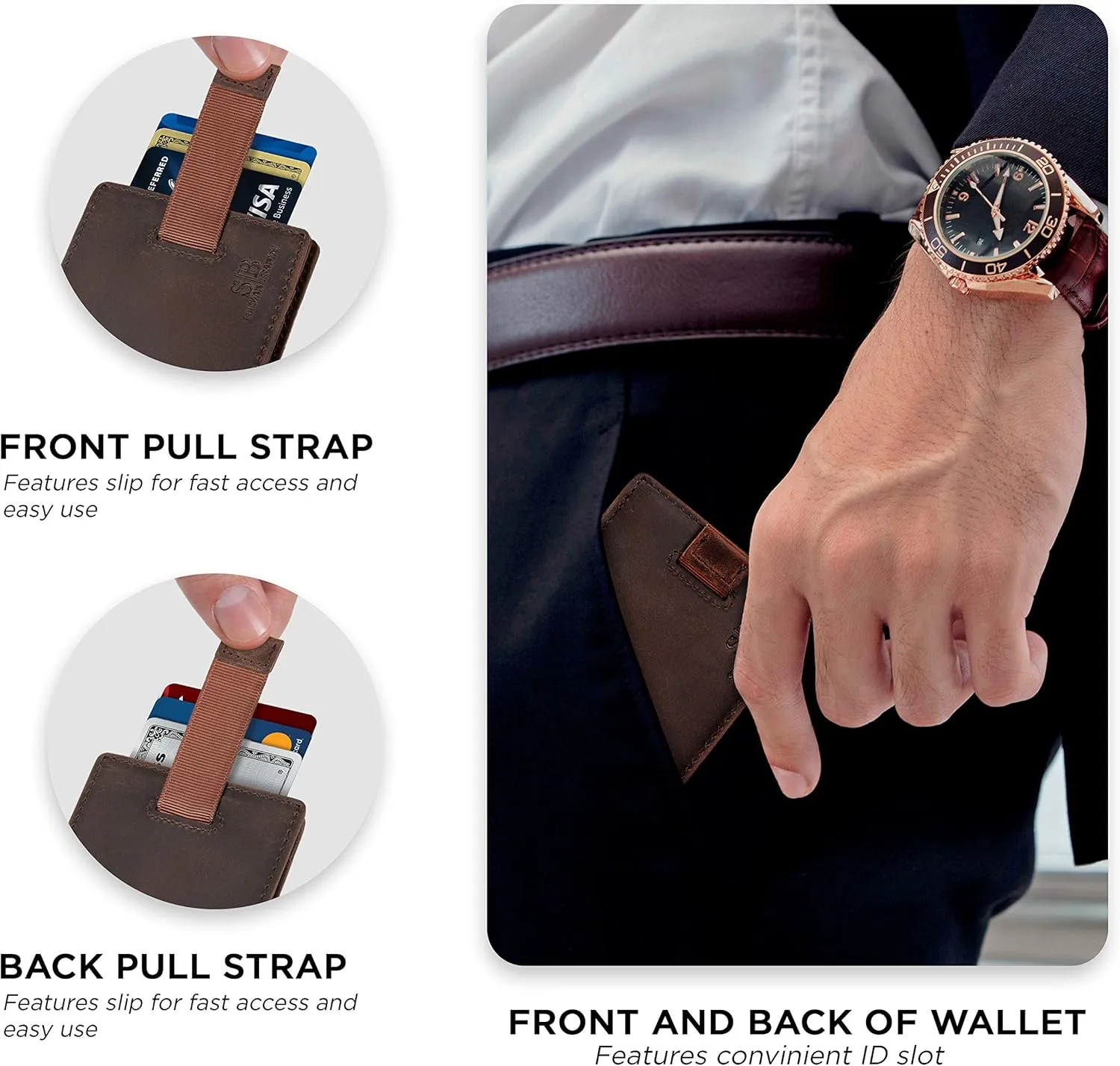 SERMAN BRANDS RFID Blocking Slim Money Clip Wallet  Leather Bifold Front Pocket Minimalist Mens Wallet with Money Clip for Men, Small Credit Card Holder Wallet - Travel Wallet with Gift Box