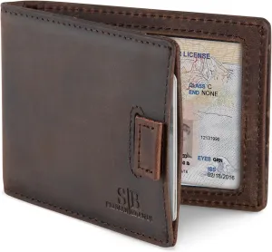 SERMAN BRANDS RFID Blocking Slim Money Clip Wallet  Leather Bifold Front Pocket Minimalist Mens Wallet with Money Clip for Men, Small Credit Card Holder Wallet - Travel Wallet with Gift Box