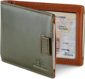 SERMAN BRANDS RFID Blocking Slim Money Clip Wallet  Leather Bifold Front Pocket Minimalist Mens Wallet with Money Clip for Men, Small Credit Card Holder Wallet - Travel Wallet with Gift Box