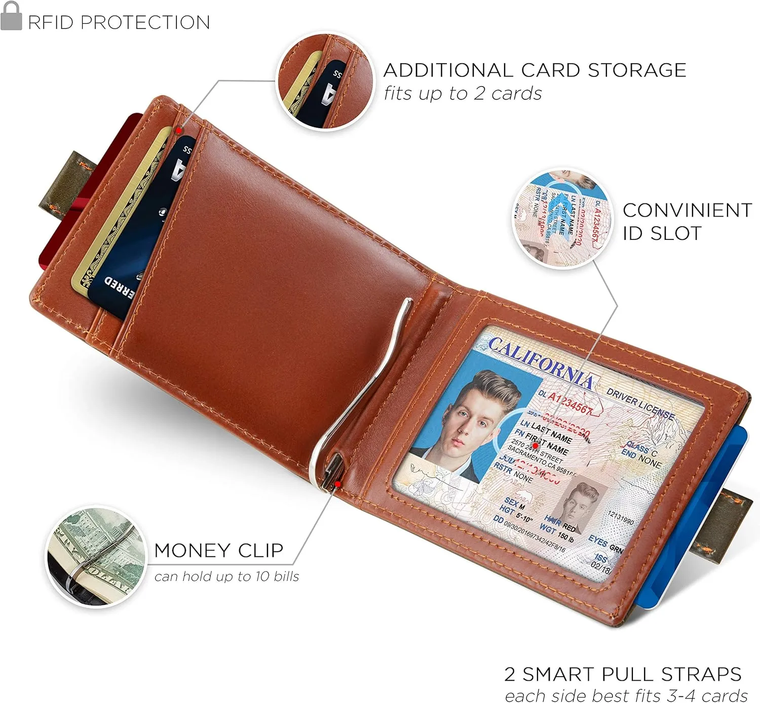 SERMAN BRANDS RFID Blocking Slim Money Clip Wallet  Leather Bifold Front Pocket Minimalist Mens Wallet with Money Clip for Men, Small Credit Card Holder Wallet - Travel Wallet with Gift Box