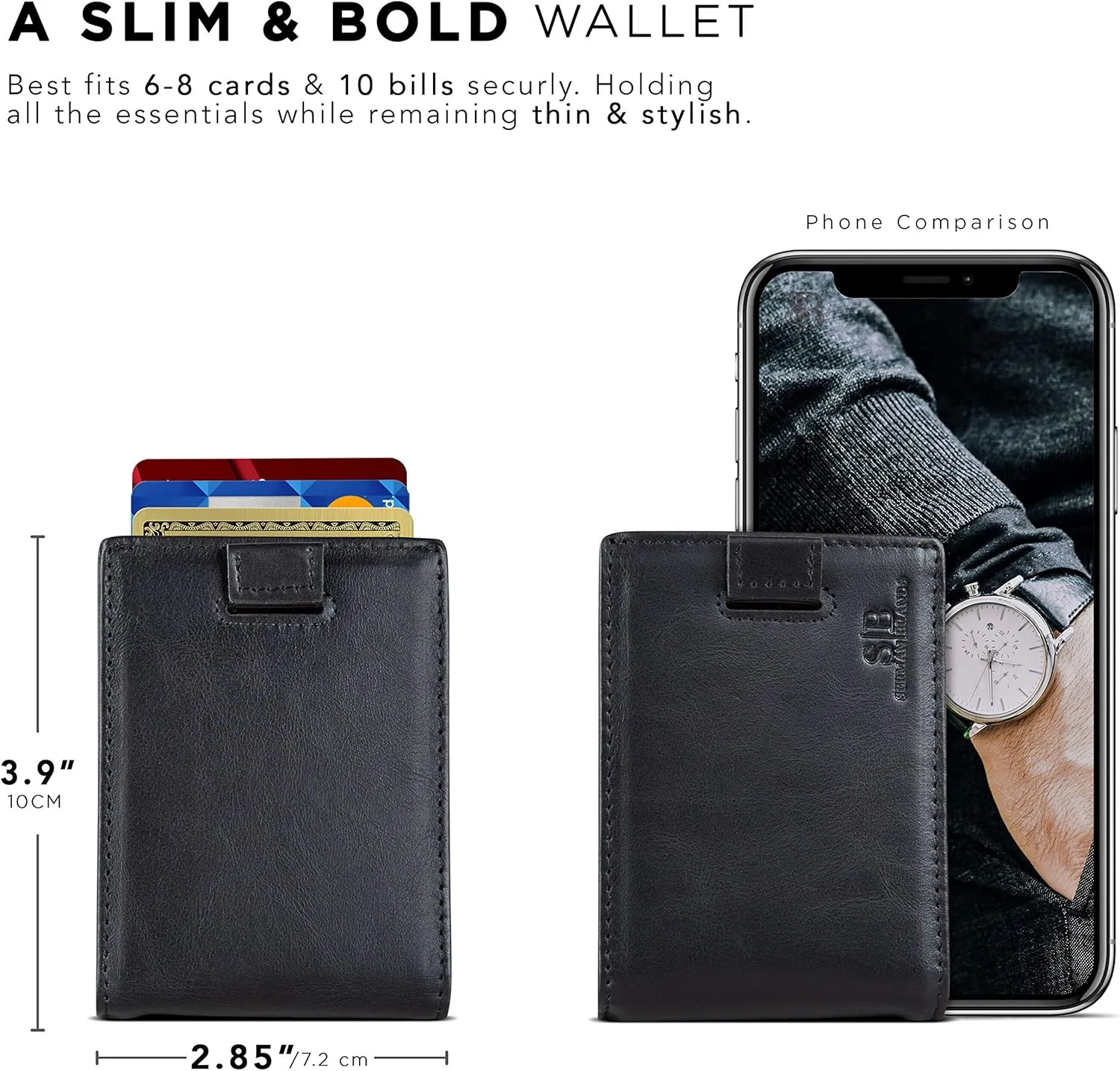SERMAN BRANDS RFID Blocking Slim Money Clip Wallet  Leather Bifold Front Pocket Minimalist Mens Wallet with Money Clip for Men, Small Credit Card Holder Wallet - Travel Wallet with Gift Box