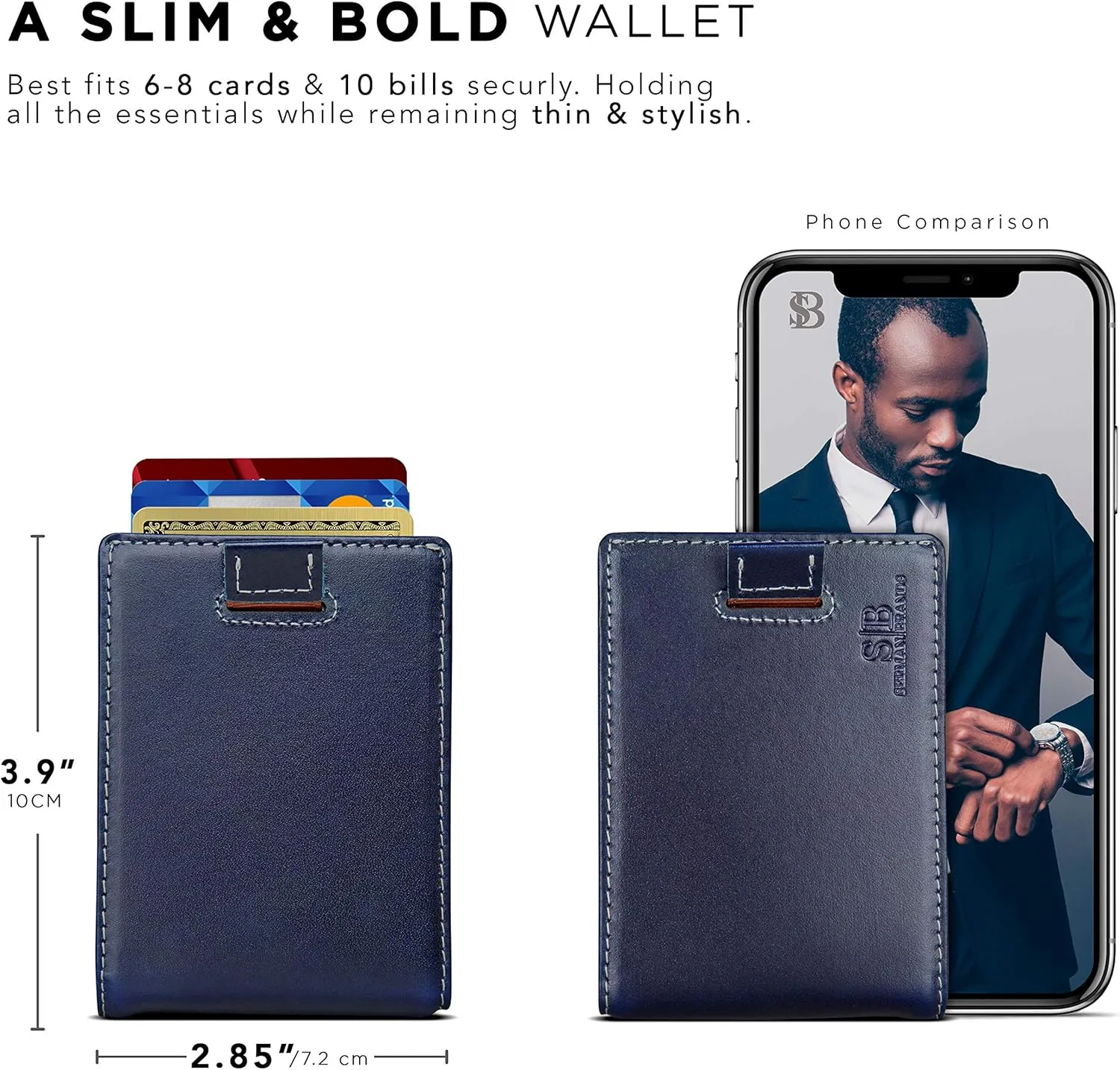 SERMAN BRANDS RFID Blocking Slim Money Clip Wallet  Leather Bifold Front Pocket Minimalist Mens Wallet with Money Clip for Men, Small Credit Card Holder Wallet - Travel Wallet with Gift Box