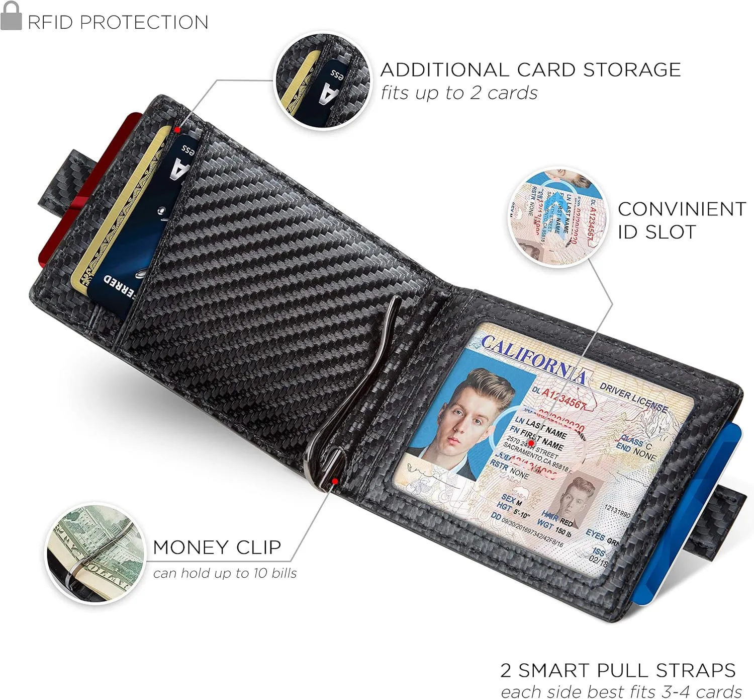 SERMAN BRANDS RFID Blocking Slim Money Clip Wallet  Leather Bifold Front Pocket Minimalist Mens Wallet with Money Clip for Men, Small Credit Card Holder Wallet - Travel Wallet with Gift Box