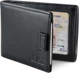 SERMAN BRANDS RFID Blocking Slim Money Clip Wallet  Leather Bifold Front Pocket Minimalist Mens Wallet with Money Clip for Men, Small Credit Card Holder Wallet - Travel Wallet with Gift Box