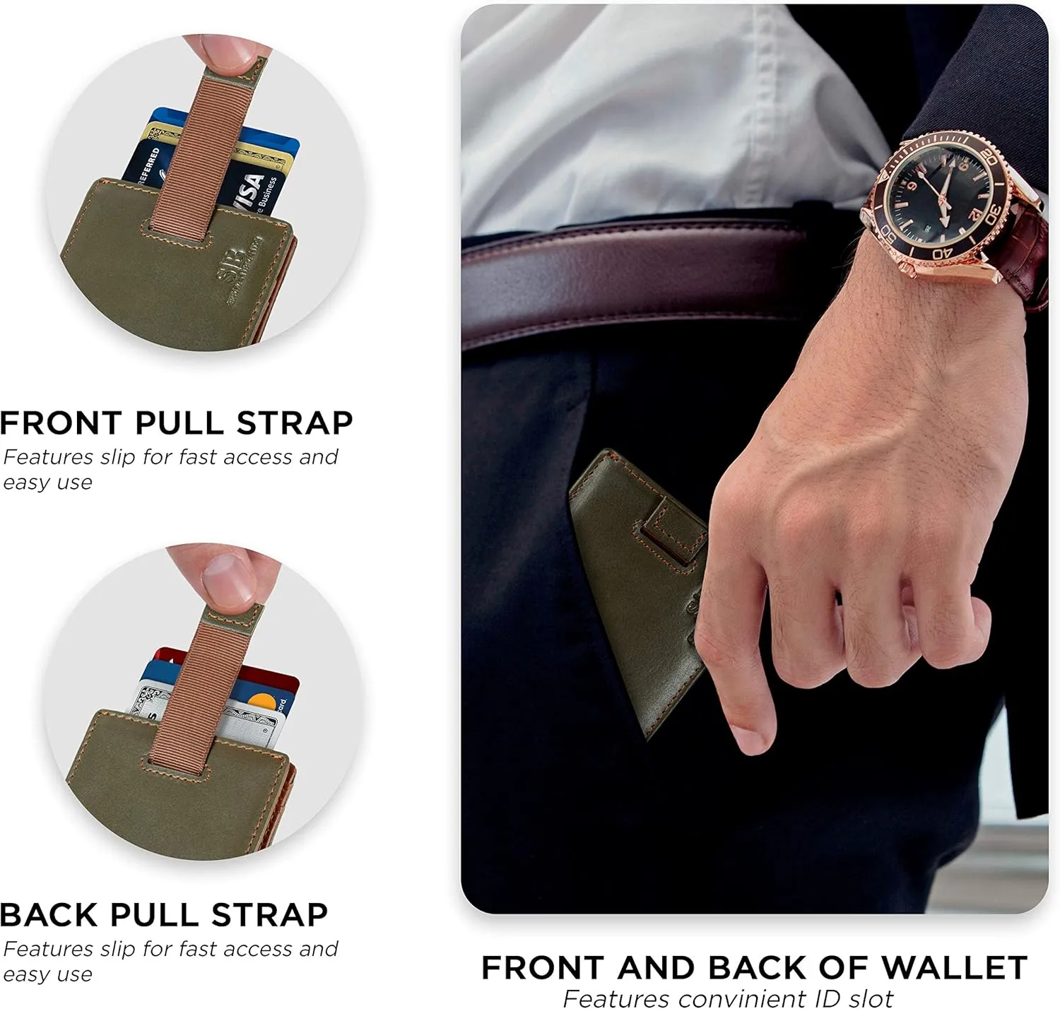 SERMAN BRANDS RFID Blocking Slim Money Clip Wallet  Leather Bifold Front Pocket Minimalist Mens Wallet with Money Clip for Men, Small Credit Card Holder Wallet - Travel Wallet with Gift Box