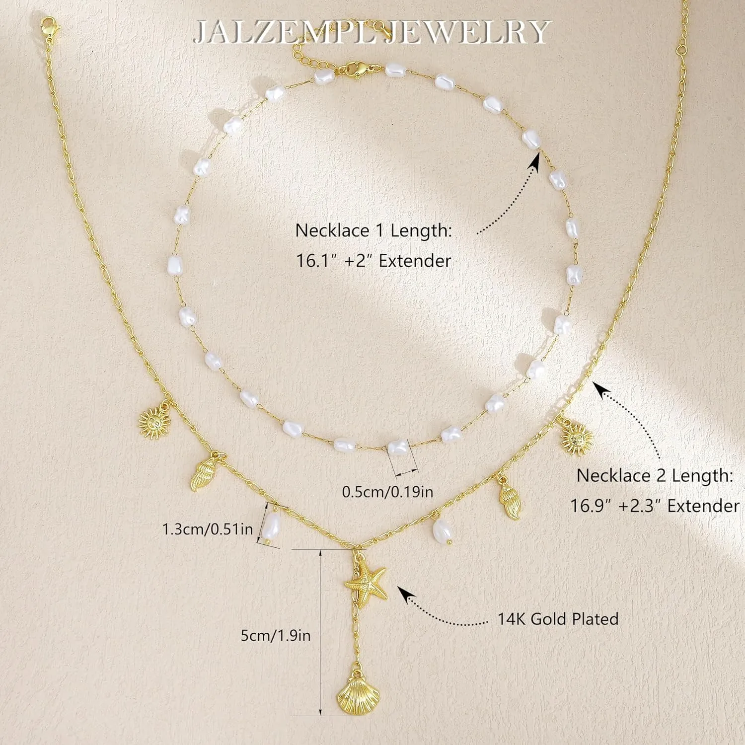 Shell Charm Necklace For Women Stack 14k Gold Plated Seashell Pearl Necklace Dainty Starfish Beach Layered Pendant Summer Boho Jewelry Gifts