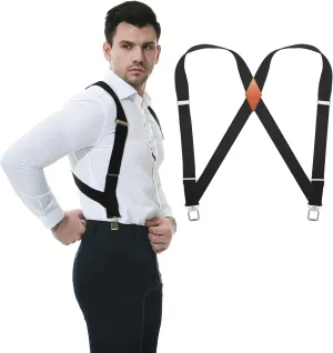 Side Clips Suspenders for Men Heavy Duty 2" Trucker Style Work Suspender