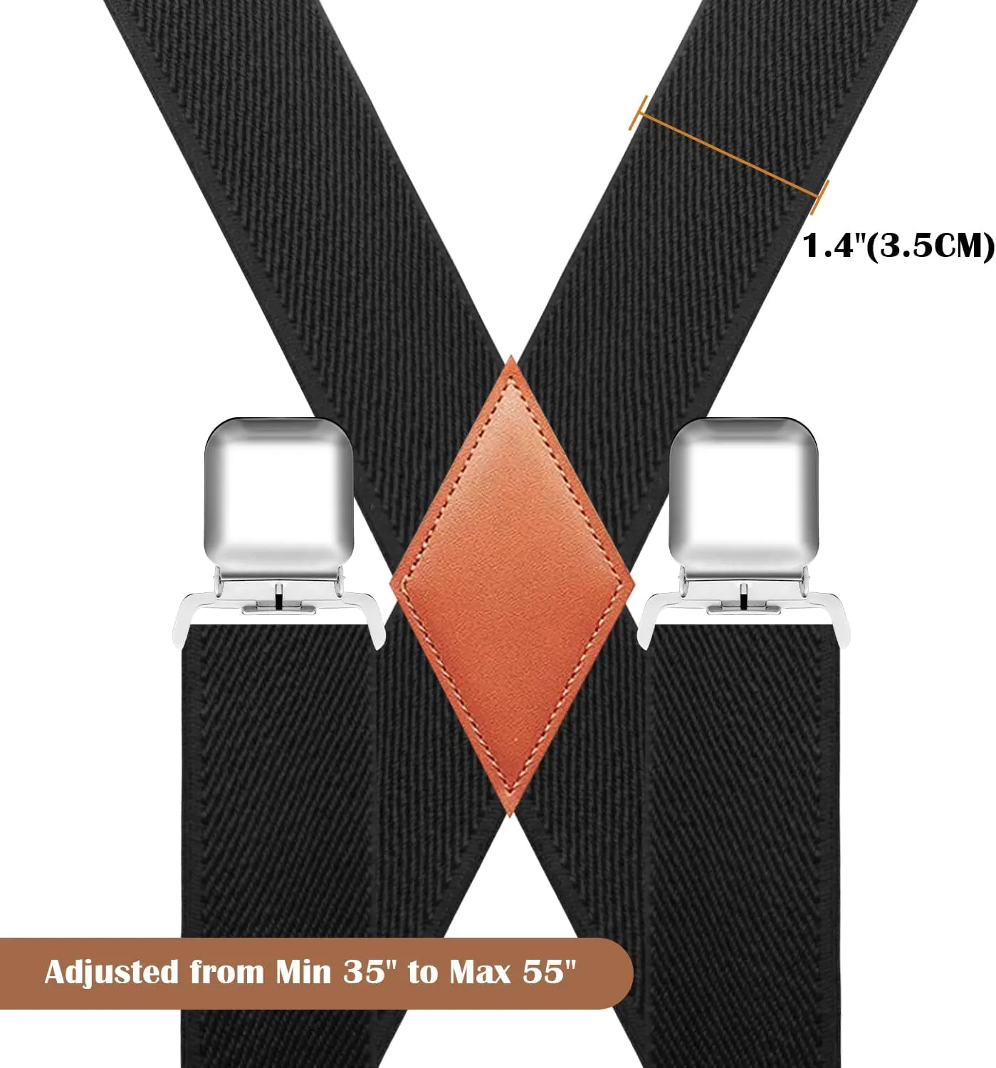 Side Clips Suspenders for Men Heavy Duty 2" Trucker Style Work Suspender