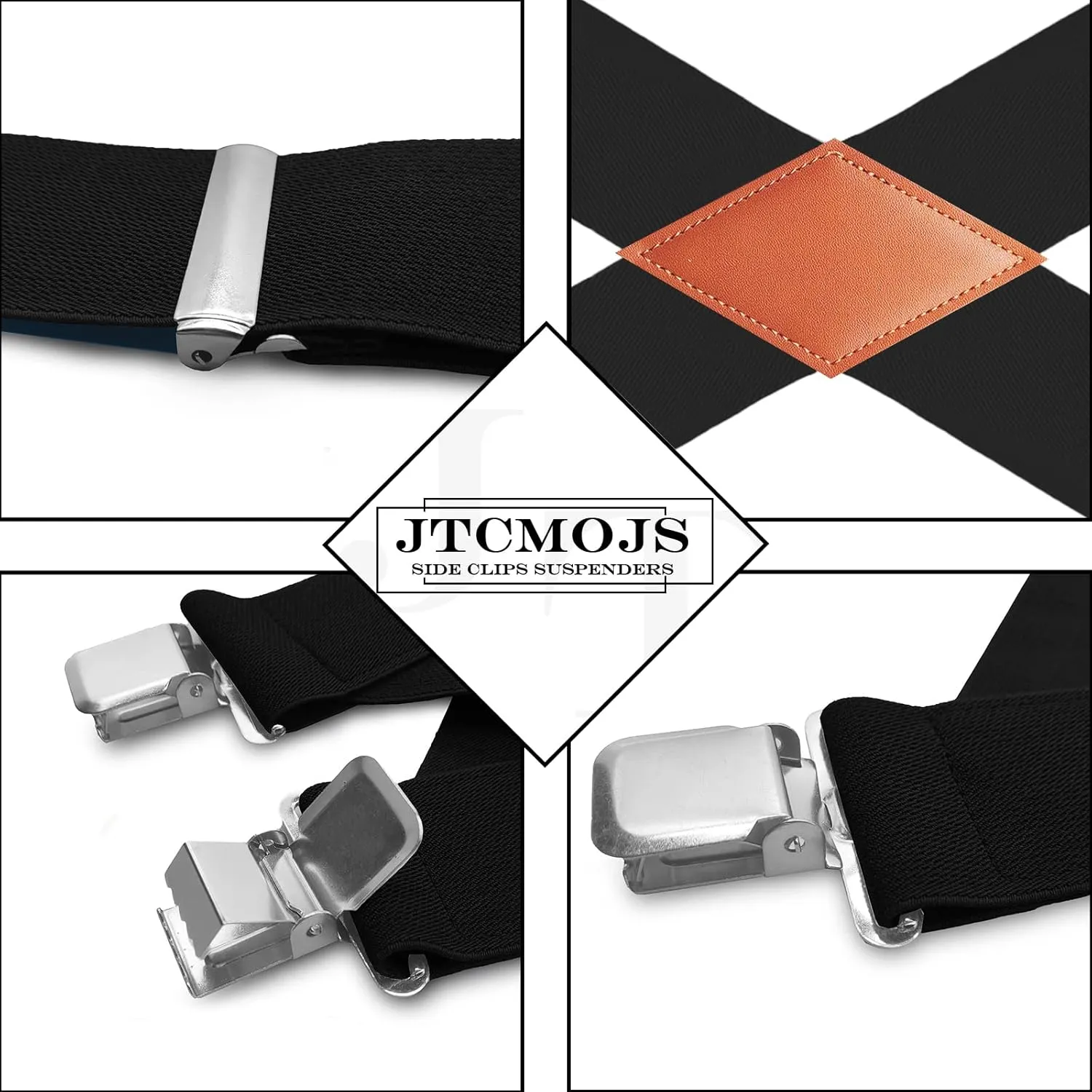 Side Clips Suspenders for Men Heavy Duty 2" Trucker Style Work Suspender