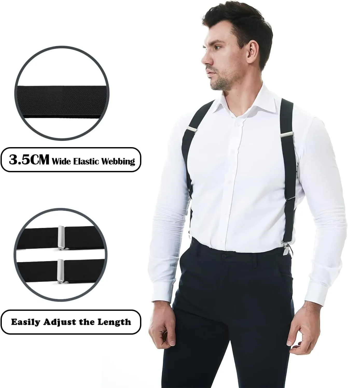 Side Clips Suspenders for Men Heavy Duty 2" Trucker Style Work Suspender