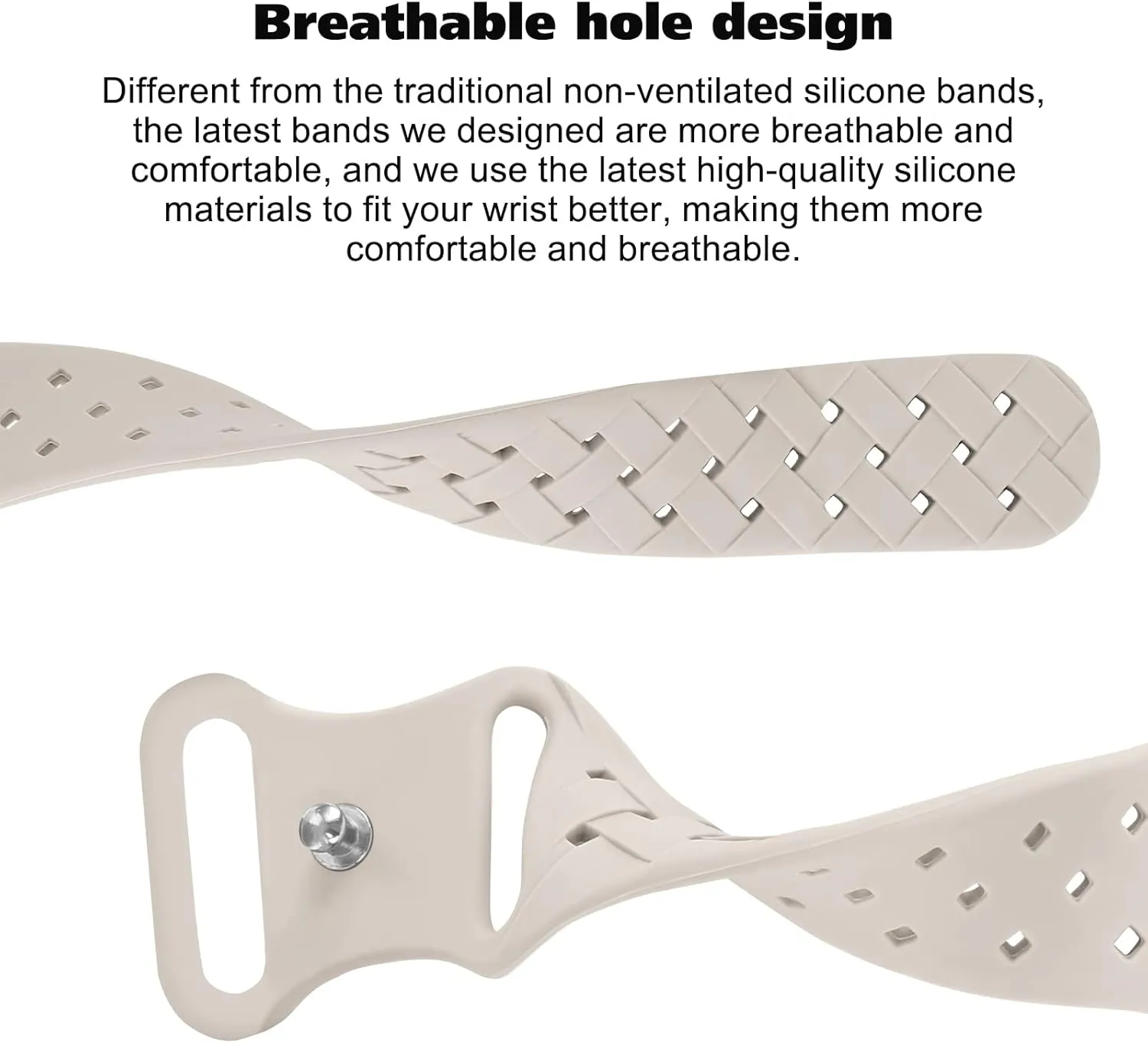 Silicone Braided Weave Bands Compatible with Apple Watch 38mm 40mm 41mm 42mm 44mm 46mm 45mm 49mm, Replacement Sport Breathable Strap for iWatch Series 10/9/8/7/6/5/4/3/2/1 Ultra SE Women Men, Starlight