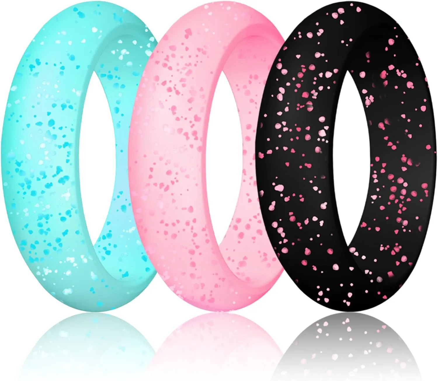 Silicone Wedding Ring For women, Thin and Stackable Durable Rubber Safe Band For Love, Couple, Souvenir and Outdoor Active Exercise Style-10 Rings Pack