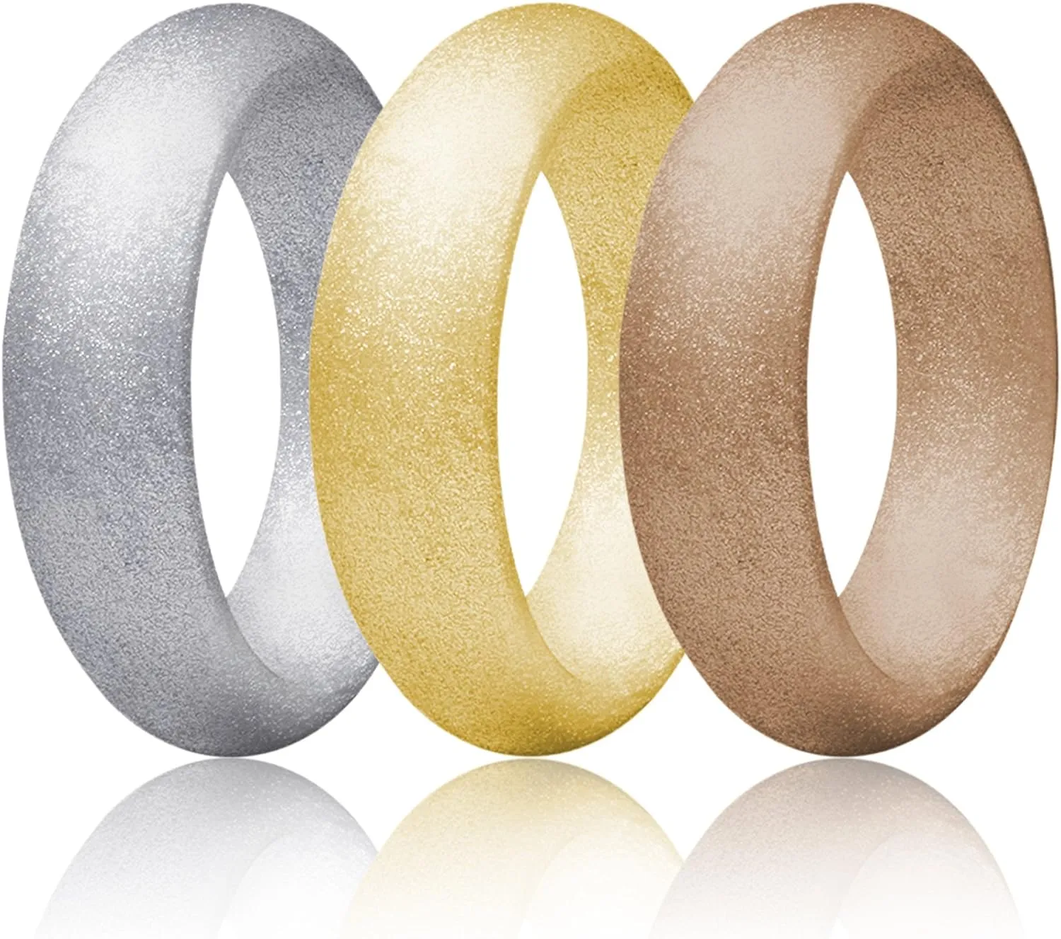 Silicone Wedding Ring For women, Thin and Stackable Durable Rubber Safe Band For Love, Couple, Souvenir and Outdoor Active Exercise Style-10 Rings Pack