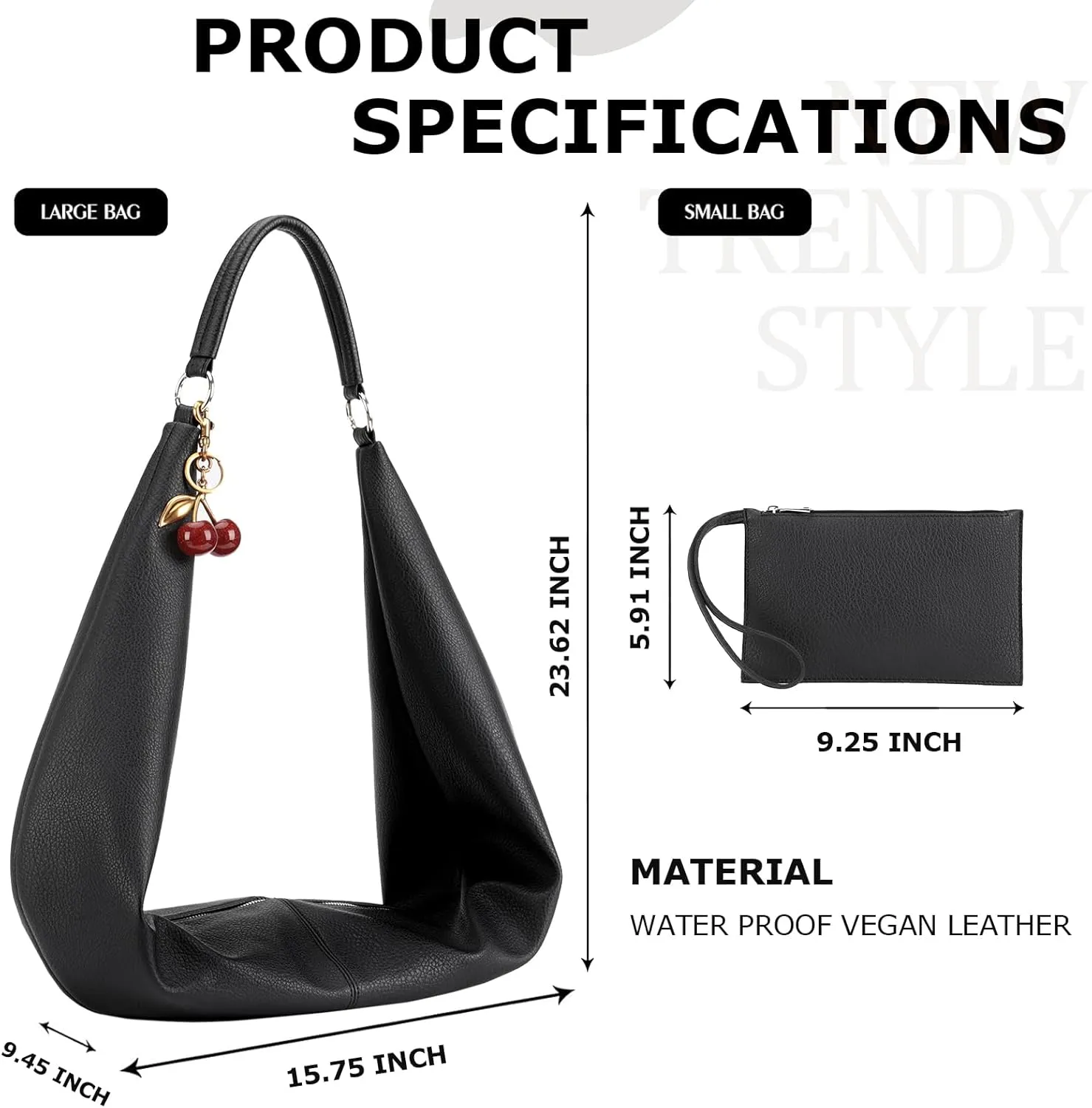 Slouchy Hobo Bags for Women Soft Vegan Leather Sling Bag Designer Shoulder Purses Top Handle Handbag with Small Purse