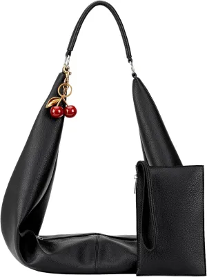 Slouchy Hobo Bags for Women Soft Vegan Leather Sling Bag Designer Shoulder Purses Top Handle Handbag with Small Purse