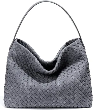 Slouchy Suede Woven Hobo Bags Women Trendy Suede Purse Crossbody Crescent Shoulder Satchel Bag Top Handle Tote Handbag