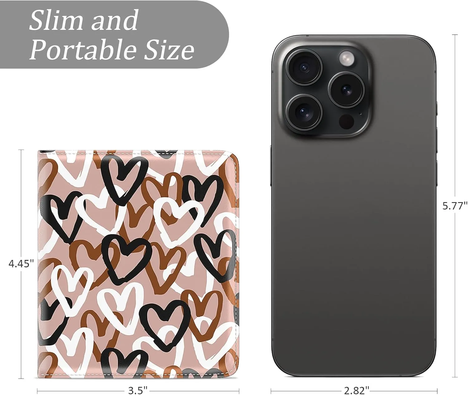 Small Wallet Women, Cute RFID Blocking Credit Card Holder for Women, Leather Billfold Slim Card Holder Wallets for Travel, Thin Bifold Pocket Mini Coin Purse with ID Window, Brown Heart