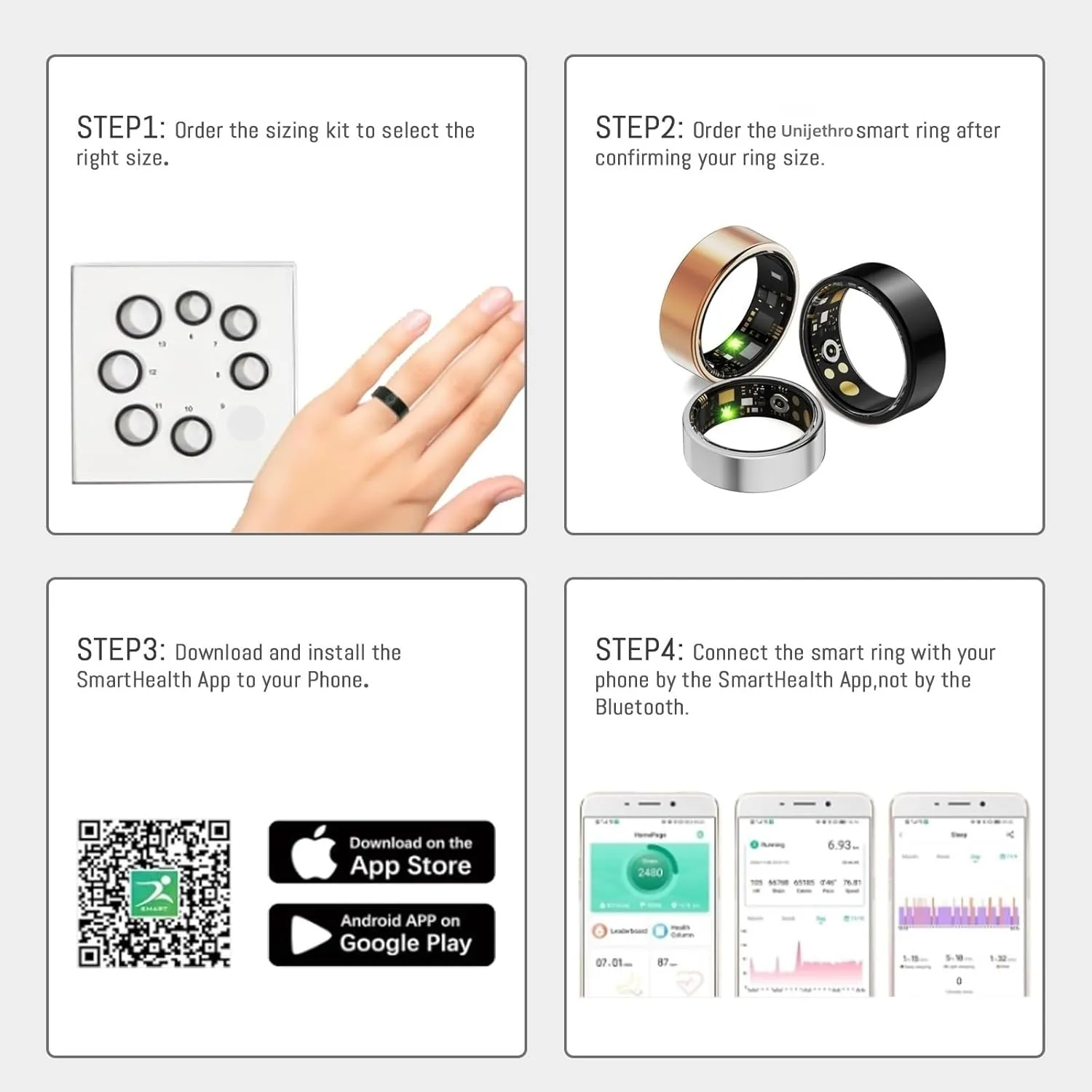 Smart Ring for Women Men, Health Tracker with Heart Rate/Blood Oxygen/Blood Pressure/Sleep Monitoring/Step Counting, IP68 Waterproof Fitness Ring, No App Fees for iPhone & Android (Black, 9#)