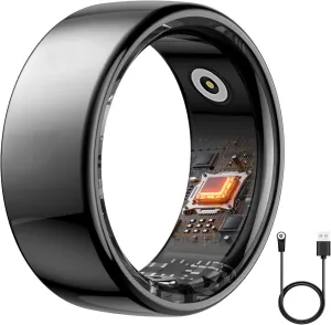 Smart Ring Health Tracker - 24/7 Fitness & Sleep Tracking with Heart Rate Monitor, IP68 Waterproof Activity Tracker for Men/Women, 50  Workout Modes, 7-Day Battery(Black 11#)