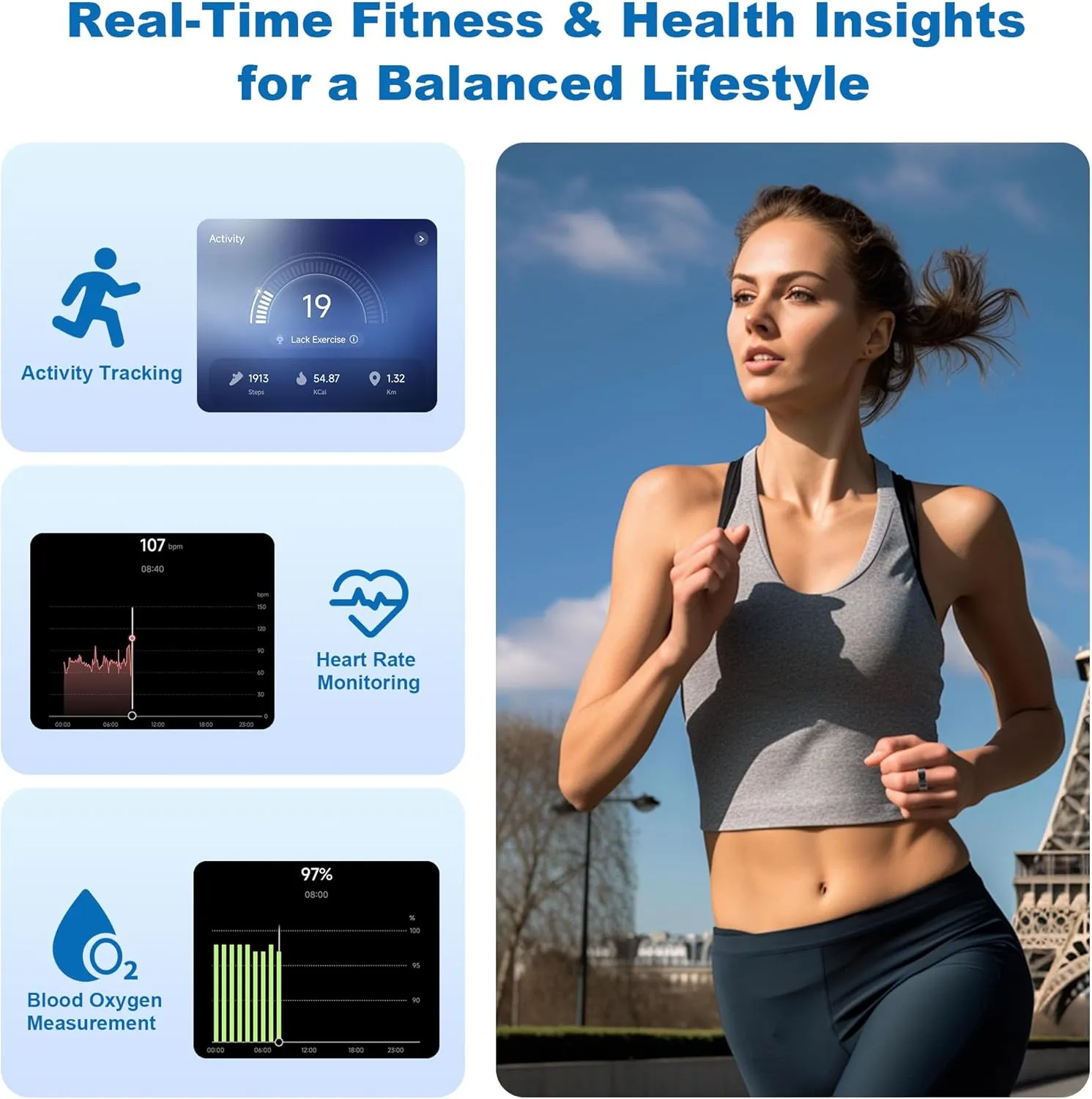 Smart Ring-Size First Before You Buy, No APP Subscription,7-10 Days of Use,Sleep|Activity|Stress|Heart Rate|SPO Tracker, Compatible with iOS and Android (Black, 10)