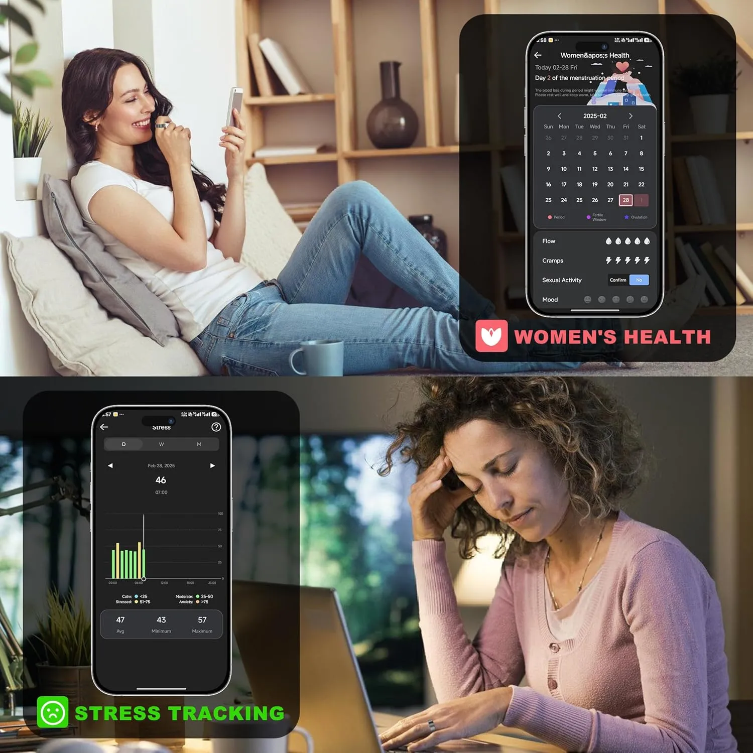 Smart Ring-Size First Before You Buy, No APP Subscription,7-10 Days of Use,Sleep|Activity|Stress|Heart Rate|SPO Tracker, Compatible with iOS and Android (Black, 10)