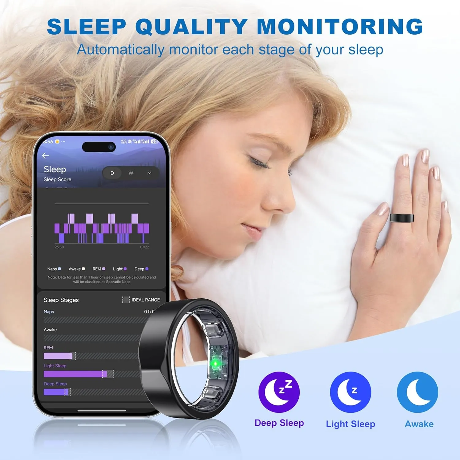 Smart Ring-Size First Before You Buy, No APP Subscription,7-10 Days of Use,Sleep|Activity|Stress|Heart Rate|SPO Tracker, Compatible with iOS and Android (Black, 10)